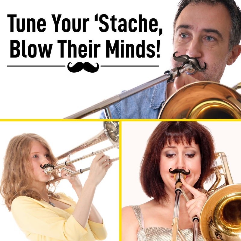 Samorillo [2 Pack] Clip-On Mustache For Trombones & Euphoniums - Includes Protective Case - Fits All Large Shank Mouthpieces - Perfect Accessory For Young Musicians - Mouthpiece Not Included - Image 3